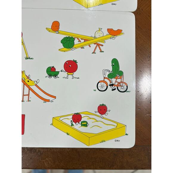 Vintage AVIV Judaica Imports 1979 Esky playground Vinyl Set of 2 Placemats - Picture 2 of 3